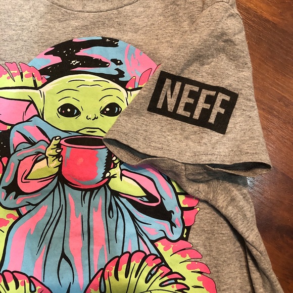 Star Wars Grogu Drinking Coffee Tee Shirt. sm/child. Great used condition - Picture 3 of 5